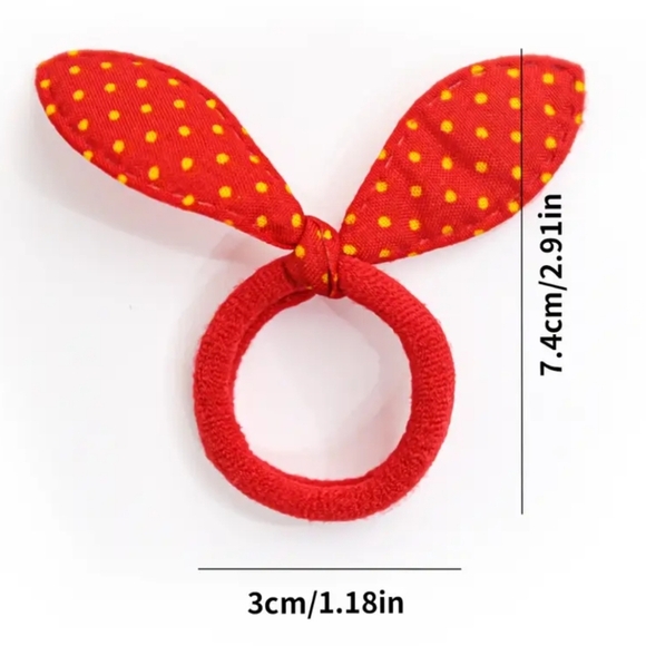 10 piece Polka Dot bunny ear bow hair ties - Picture 4 of 4